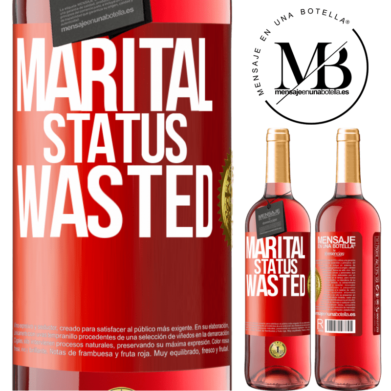 24,95 € Free Shipping | Rosé Wine ROSÉ Edition Marital status: wasted Red Label. Customizable label Young wine Harvest 2021 Tempranillo