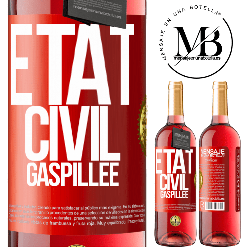 29,95 € Envoi gratuit | Vin rosé Édition ROSÉ État civil: gaspillée Étiquette Rouge. Étiquette personnalisable Vin jeune Récolte 2023 Tempranillo