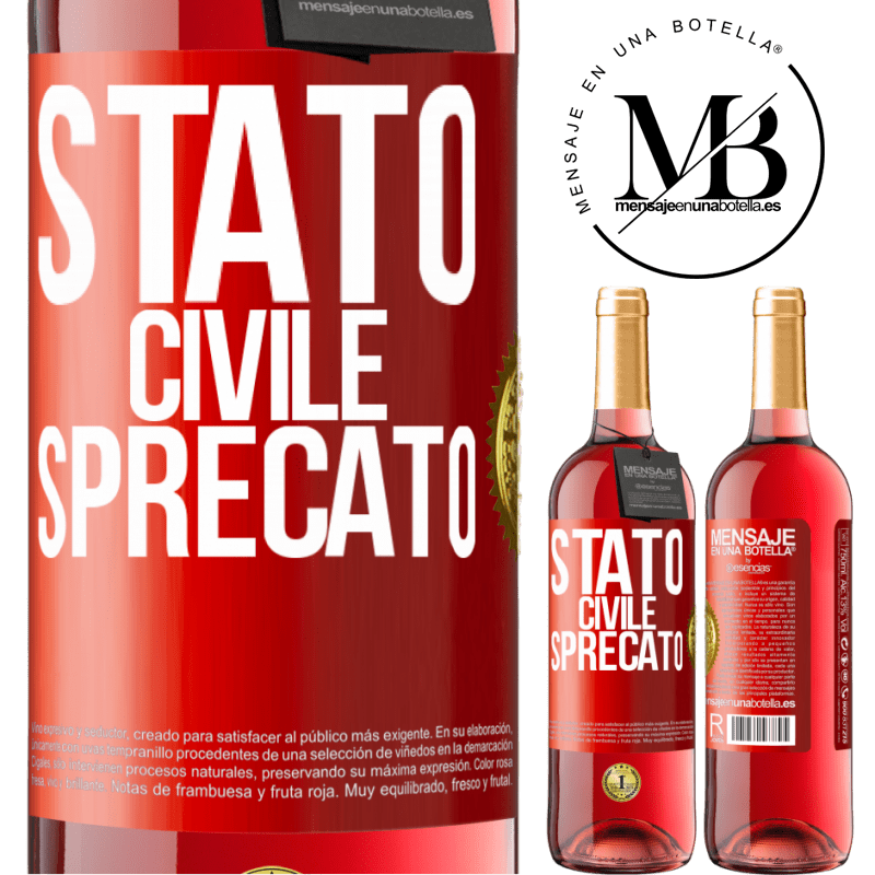 29,95 € Spedizione Gratuita | Vino rosato Edizione ROSÉ Stato civile: sprecato Etichetta Rossa. Etichetta personalizzabile Vino giovane Raccogliere 2023 Tempranillo