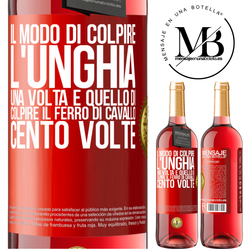 29,95 € Spedizione Gratuita | Vino rosato Edizione ROSÉ Il modo di colpire l'unghia una volta è quello di colpire il ferro di cavallo cento volte Etichetta Rossa. Etichetta personalizzabile Vino giovane Raccogliere 2023 Tempranillo