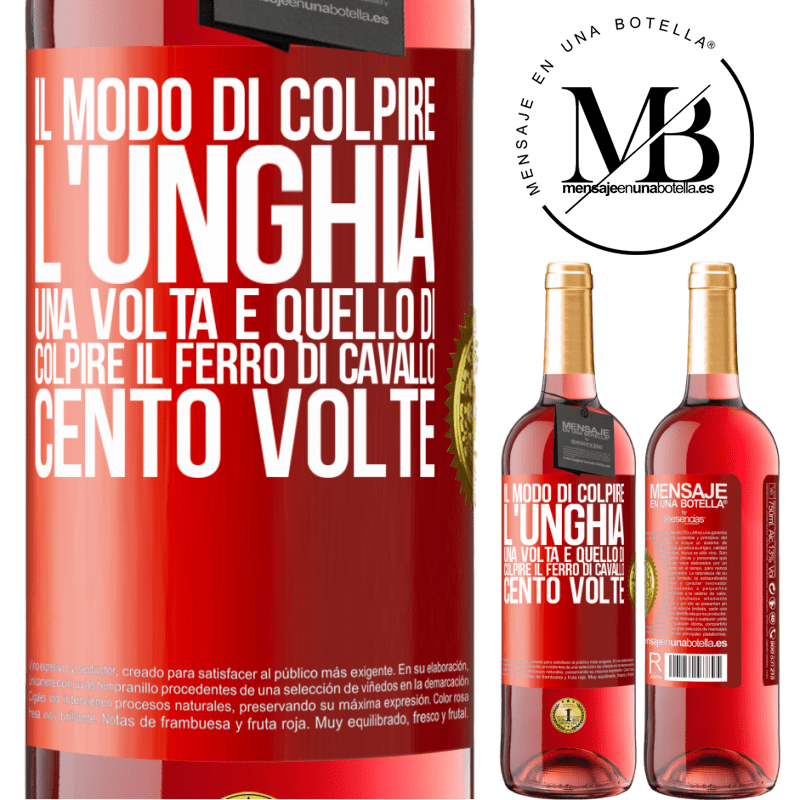 29,95 € Spedizione Gratuita | Vino rosato Edizione ROSÉ Il modo di colpire l'unghia una volta è quello di colpire il ferro di cavallo cento volte Etichetta Rossa. Etichetta personalizzabile Vino giovane Raccogliere 2025 Tempranillo
