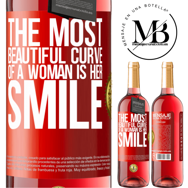 29,95 € Free Shipping | Rosé Wine ROSÉ Edition The most beautiful curve of a woman is her smile Red Label. Customizable label Young wine Harvest 2022 Tempranillo