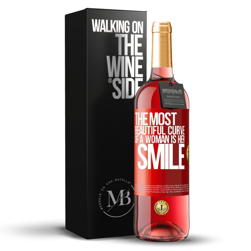 29,95 € 送料無料 | ロゼワイン ROSÉエディション 女性の最も美しい曲線は彼女の笑顔です 赤いタグ. カスタマイズ可能なラベル 若いワイン 収穫 2023 Tempranillo
