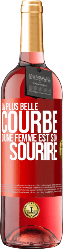 29,95 € Envoi gratuit | Vin rosé Édition ROSÉ La plus belle courbe d'une femme est son sourire Étiquette Rouge. Étiquette personnalisable Vin jeune Récolte 2025 Tempranillo