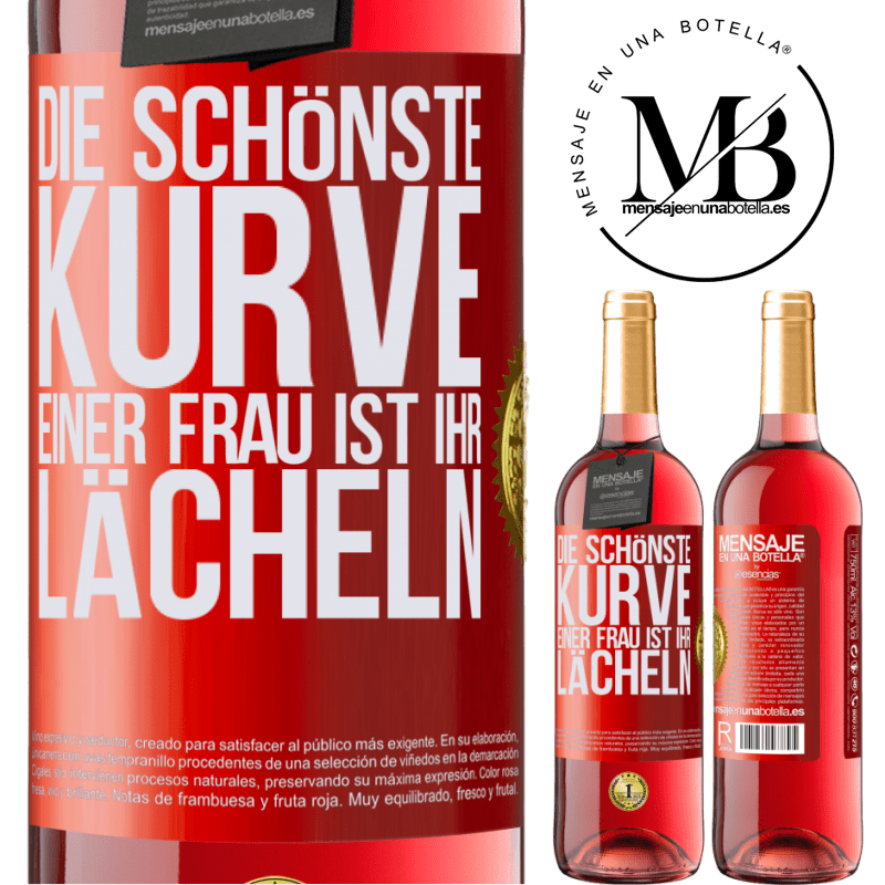 29,95 € Kostenloser Versand | Roséwein ROSÉ Ausgabe Die schönste Kurve einer Frau ist ihr Lächeln Rote Markierung. Anpassbares Etikett Junger Wein Ernte 2025 Tempranillo