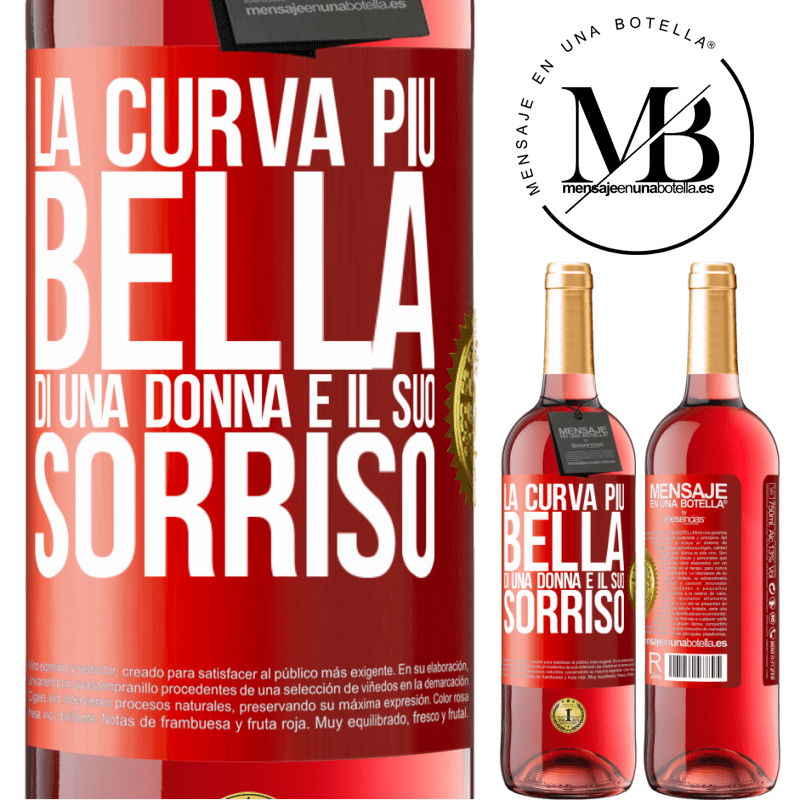 29,95 € Spedizione Gratuita | Vino rosato Edizione ROSÉ La curva più bella di una donna è il suo sorriso Etichetta Rossa. Etichetta personalizzabile Vino giovane Raccogliere 2025 Tempranillo