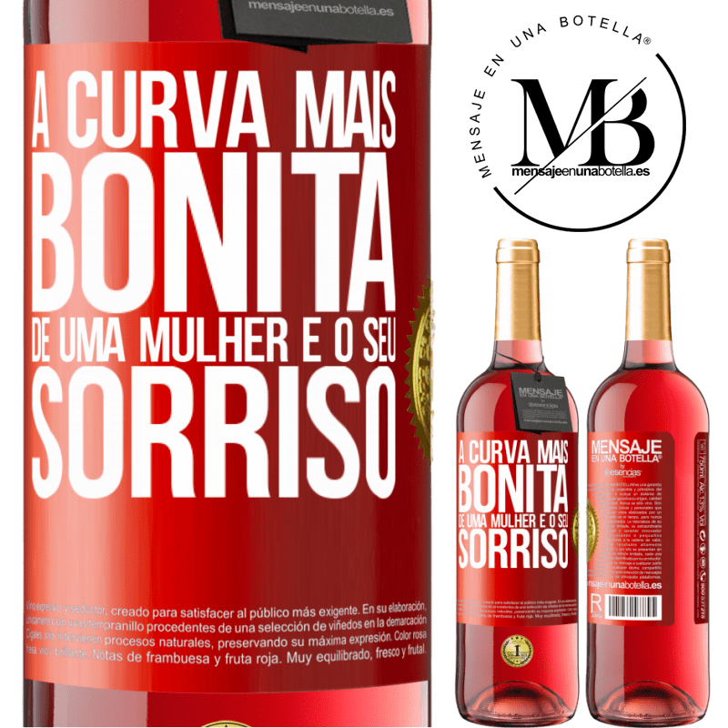 29,95 € Envio grátis | Vinho rosé Edição ROSÉ A curva mais bonita de uma mulher é o seu sorriso Etiqueta Vermelha. Etiqueta personalizável Vinho jovem Colheita 2025 Tempranillo