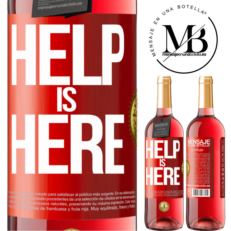 29,95 € Envío gratis | Vino Rosado Edición ROSÉ Help is Here Etiqueta Roja. Etiqueta personalizable Vino joven Cosecha 2024 Tempranillo
