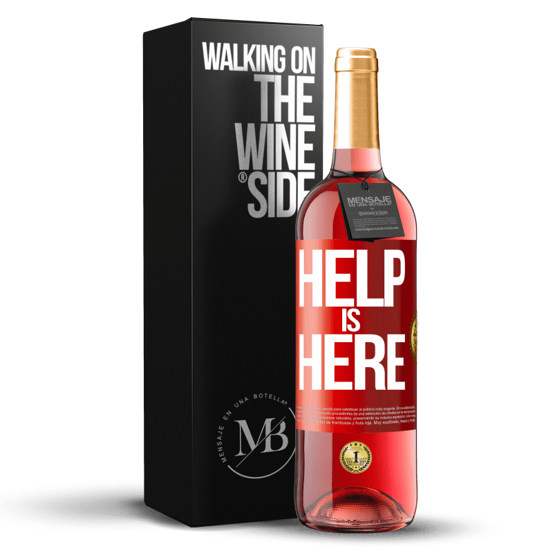 29,95 € Envío gratis | Vino Rosado Edición ROSÉ Help is Here Etiqueta Roja. Etiqueta personalizable Vino joven Cosecha 2024 Tempranillo