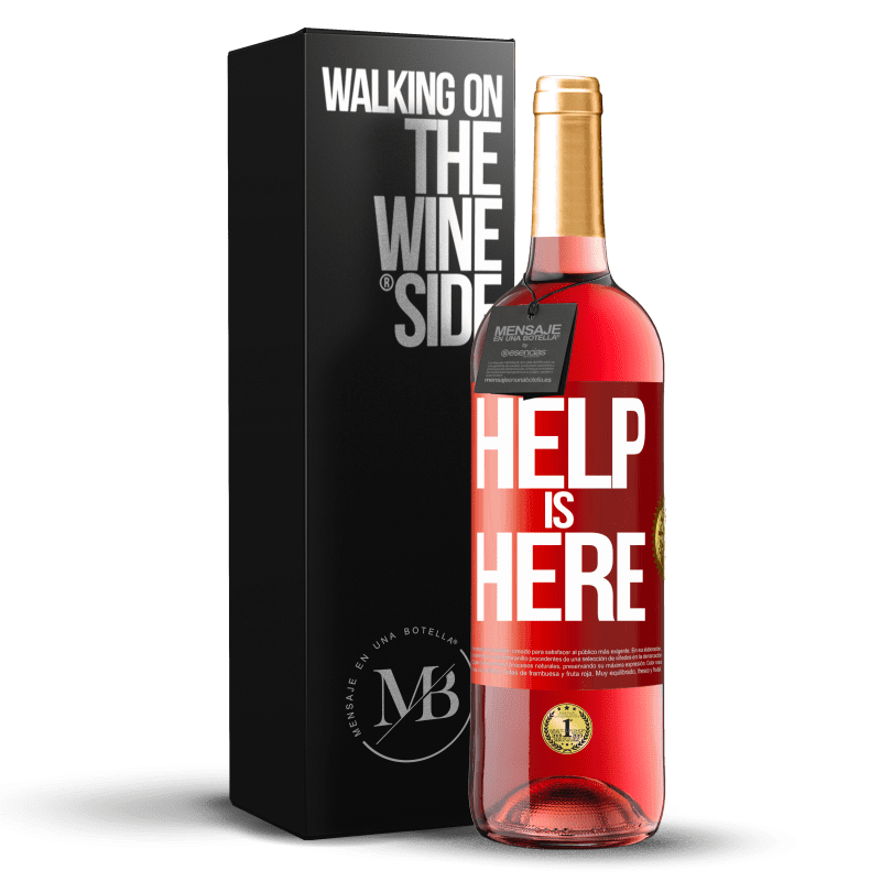 29,95 € Kostenloser Versand | Roséwein ROSÉ Ausgabe Help is Here Rote Markierung. Anpassbares Etikett Junger Wein Ernte 2024 Tempranillo