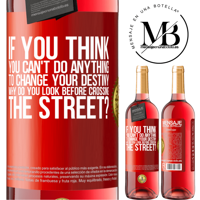 29,95 € Free Shipping | Rosé Wine ROSÉ Edition If you think you can't do anything to change your destiny, why do you look before crossing the street? Red Label. Customizable label Young wine Harvest 2021 Tempranillo