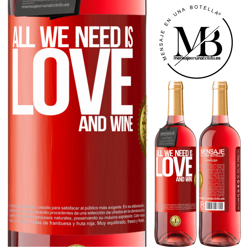 24,95 € Free Shipping | Rosé Wine ROSÉ Edition All we need is love and wine Red Label. Customizable label Young wine Harvest 2021 Tempranillo