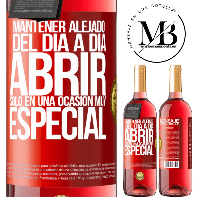 29,95 € Envío gratis | Vino Rosado Edición ROSÉ Mantener alejado del día a día. Abrir sólo en una ocasión muy especial Etiqueta Roja. Etiqueta personalizable Vino joven Cosecha 2024 Tempranillo