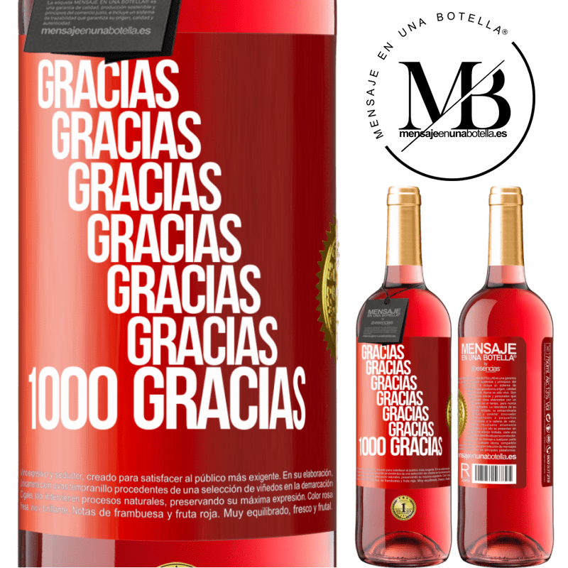 29,95 € Бесплатная доставка | Розовое вино Издание ROSÉ Спасибо, Спасибо, Спасибо, Спасибо, Спасибо, Спасибо 1000 Спасибо! Красная метка. Настраиваемая этикетка Молодое вино Урожай 2022 Tempranillo
