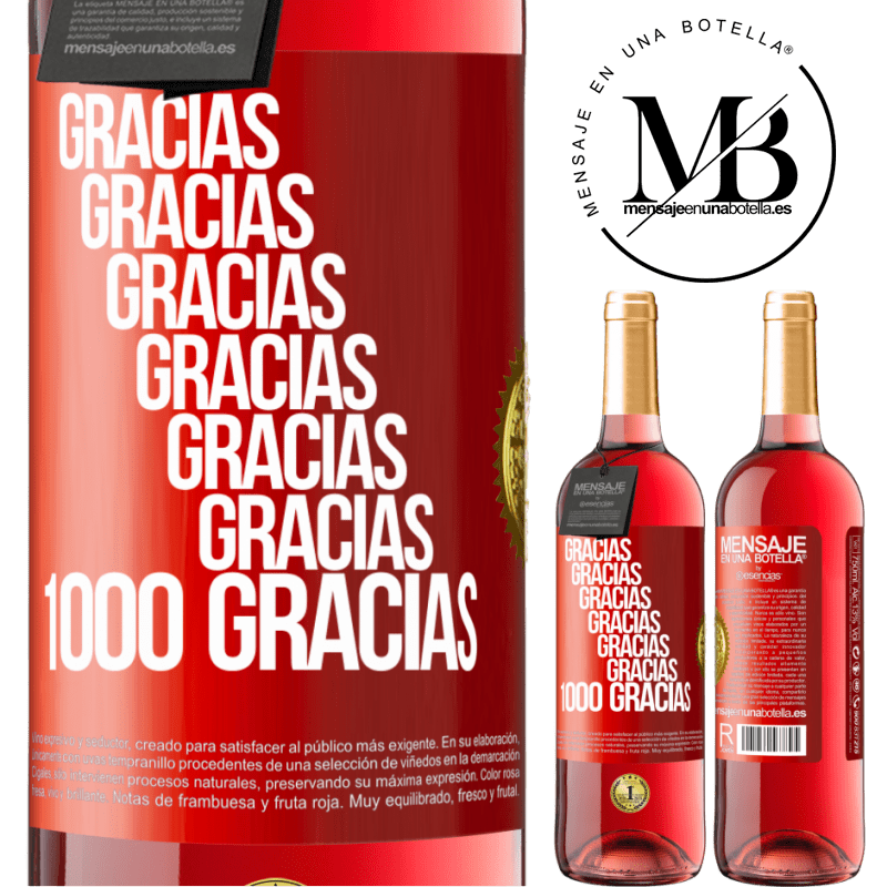 29,95 € Envío gratis | Vino Rosado Edición ROSÉ Gracias, Gracias, Gracias, Gracias, Gracias, Gracias 1000 Gracias! Etiqueta Roja. Etiqueta personalizable Vino joven Cosecha 2023 Tempranillo