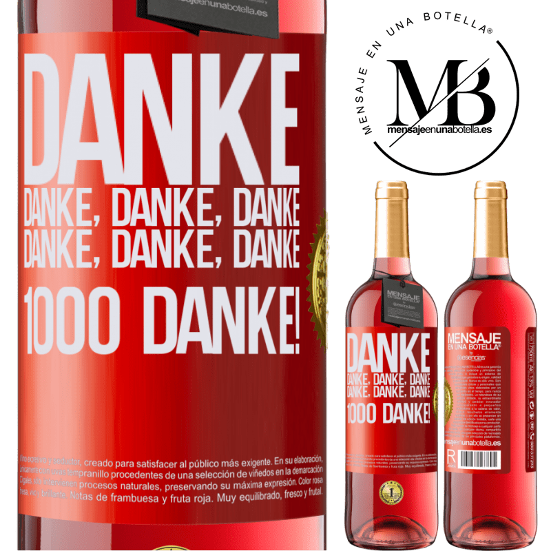 29,95 € Kostenloser Versand | Roséwein ROSÉ Ausgabe Danke Danke, Danke, Danke Danke, Danke, Danke 1000 Mal Danke! Rote Markierung. Anpassbares Etikett Junger Wein Ernte 2023 Tempranillo