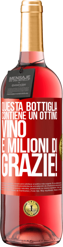 29,95 € | Vino rosato Edizione ROSÉ Questa bottiglia contiene un ottimo vino e milioni di GRAZIE! Etichetta Rossa. Etichetta personalizzabile Vino giovane Raccogliere 2023 Tempranillo