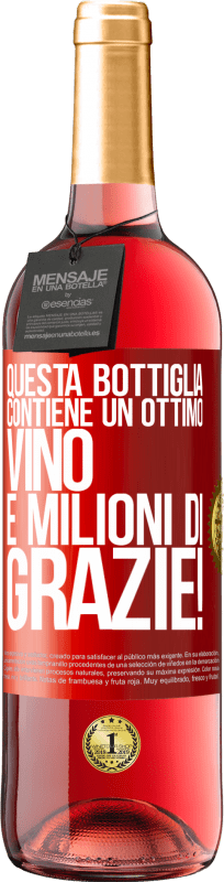 29,95 € Spedizione Gratuita | Vino rosato Edizione ROSÉ Questa bottiglia contiene un ottimo vino e milioni di GRAZIE! Etichetta Rossa. Etichetta personalizzabile Vino giovane Raccogliere 2025 Tempranillo