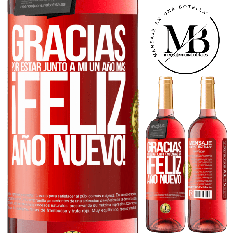 29,95 € Envío gratis | Vino Rosado Edición ROSÉ Gracias por estar junto a mí un año más. Feliz Año Nuevo! Etiqueta Roja. Etiqueta personalizable Vino joven Cosecha 2024 Tempranillo