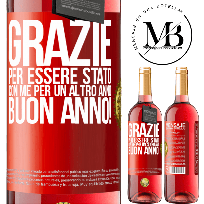 29,95 € Spedizione Gratuita | Vino rosato Edizione ROSÉ Grazie per essere stato con me per un altro anno. Buon anno! Etichetta Rossa. Etichetta personalizzabile Vino giovane Raccogliere 2024 Tempranillo