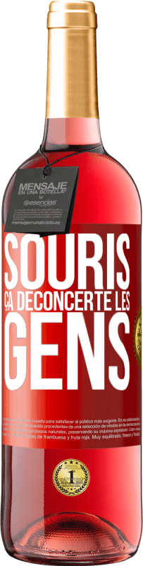 29,95 € | Vin rosé Édition ROSÉ Souris, ça déconcerte les gens Étiquette Rouge. Étiquette personnalisable Vin jeune Récolte 2023 Tempranillo