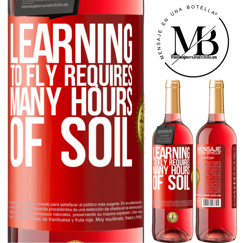 24,95 € Free Shipping | Rosé Wine ROSÉ Edition Learning to fly requires many hours of soil Red Label. Customizable label Young wine Harvest 2021 Tempranillo