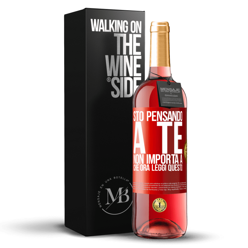 29,95 € Spedizione Gratuita | Vino rosato Edizione ROSÉ Sto pensando a te ... Non importa a che ora leggi questo Etichetta Rossa. Etichetta personalizzabile Vino giovane Raccogliere 2025 Tempranillo