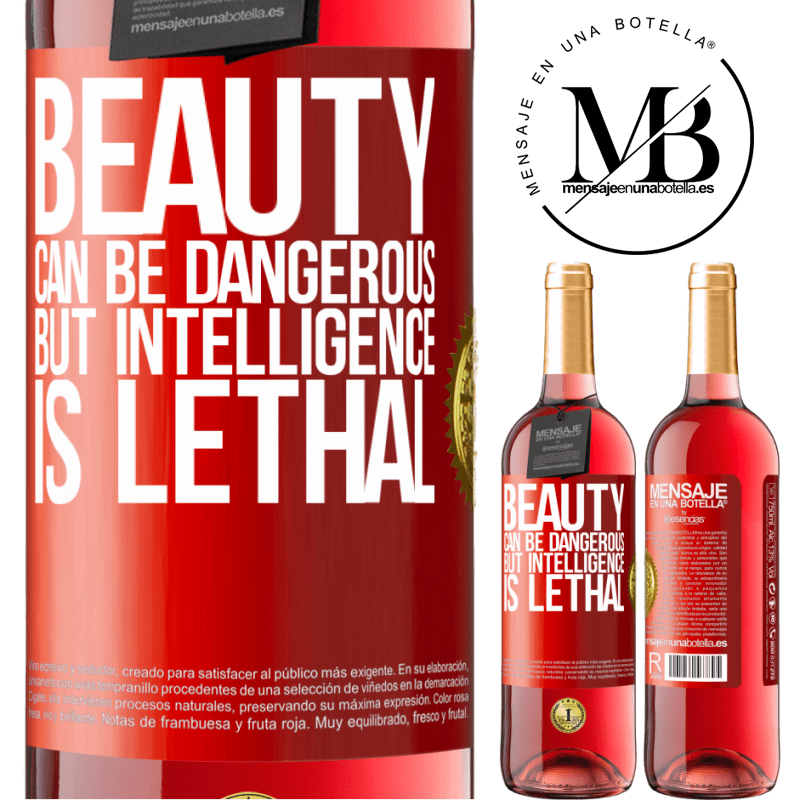 29,95 € Free Shipping | Rosé Wine ROSÉ Edition Beauty can be dangerous, but intelligence is lethal Red Label. Customizable label Young wine Harvest 2021 Tempranillo