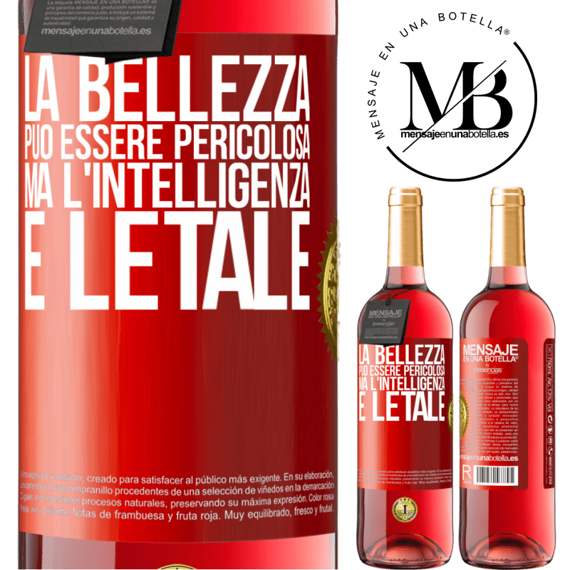 29,95 € Spedizione Gratuita | Vino rosato Edizione ROSÉ La bellezza può essere pericolosa, ma l'intelligenza è letale Etichetta Rossa. Etichetta personalizzabile Vino giovane Raccogliere 2024 Tempranillo