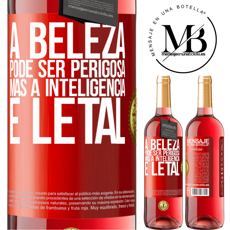 29,95 € Envio grátis | Vinho rosé Edição ROSÉ A beleza pode ser perigosa, mas a inteligência é letal Etiqueta Vermelha. Etiqueta personalizável Vinho jovem Colheita 2024 Tempranillo