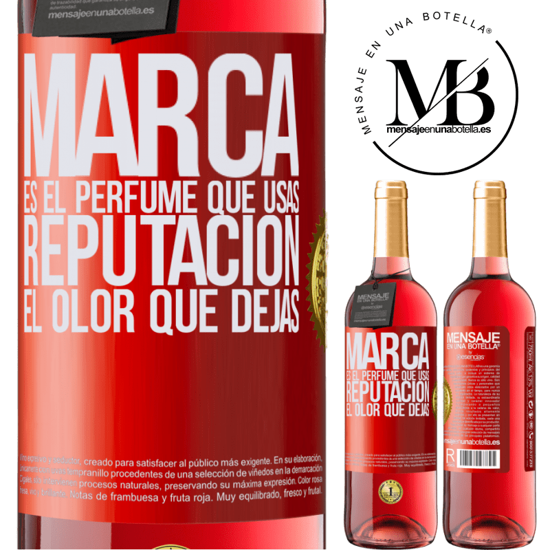 29,95 € Envío gratis | Vino Rosado Edición ROSÉ Marca es el perfume que usas. Reputación, el olor que dejas Etiqueta Roja. Etiqueta personalizable Vino joven Cosecha 2024 Tempranillo