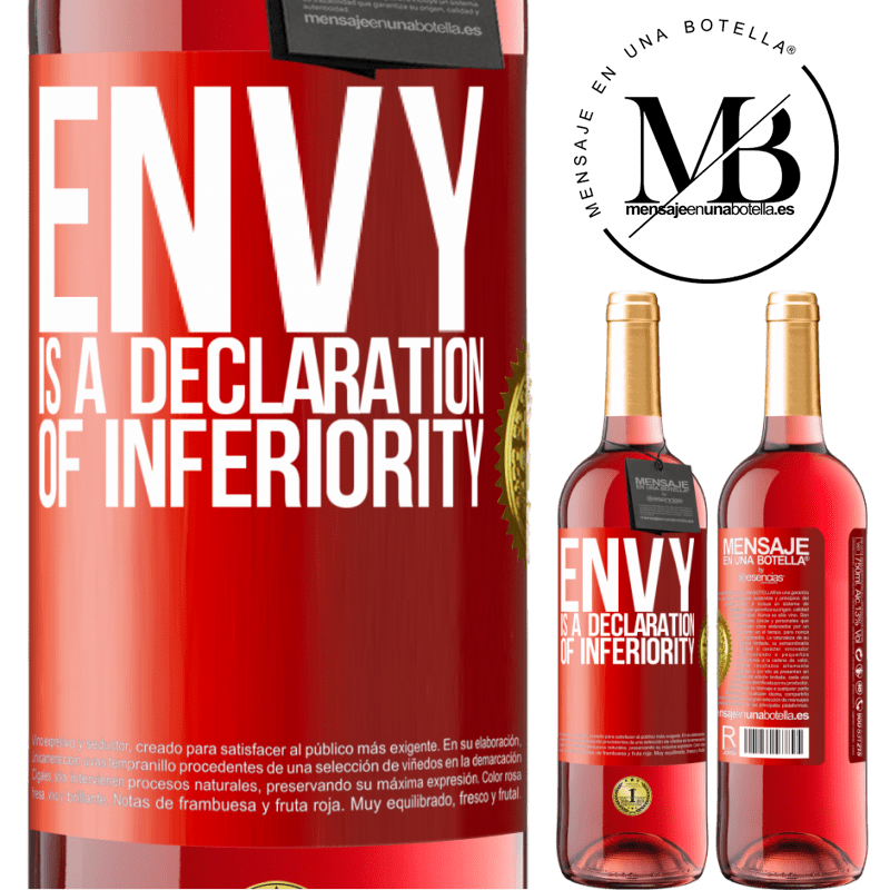 29,95 € Free Shipping | Rosé Wine ROSÉ Edition Envy is a declaration of inferiority Red Label. Customizable label Young wine Harvest 2022 Tempranillo