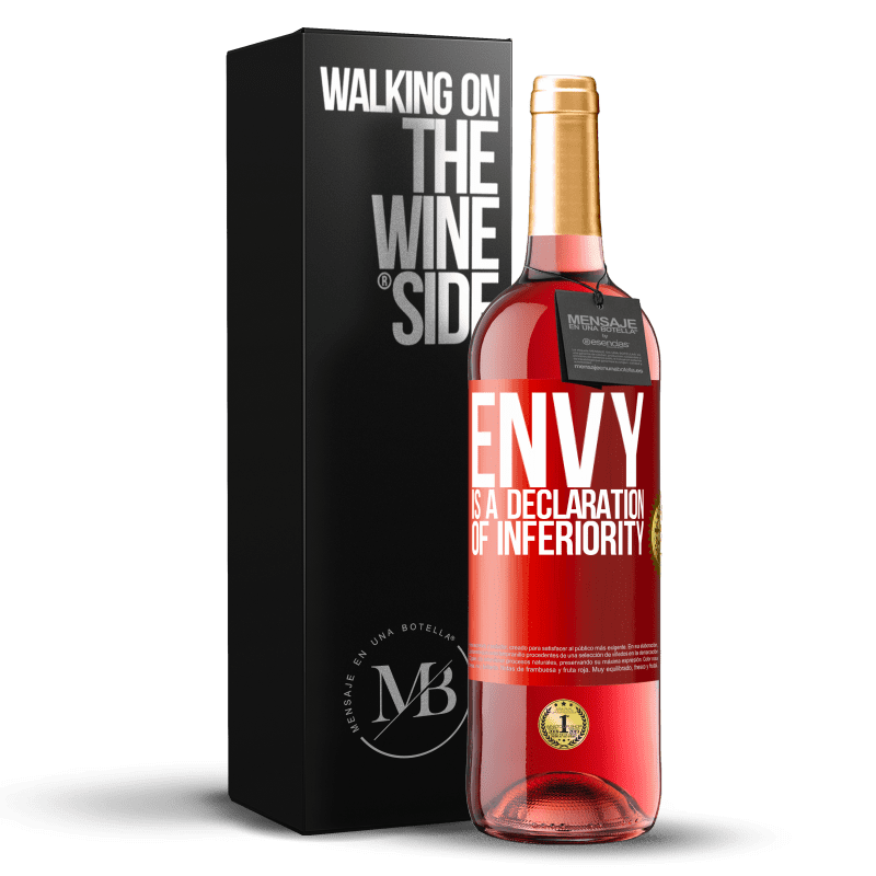 29,95 € Free Shipping | Rosé Wine ROSÉ Edition Envy is a declaration of inferiority Red Label. Customizable label Young wine Harvest 2022 Tempranillo