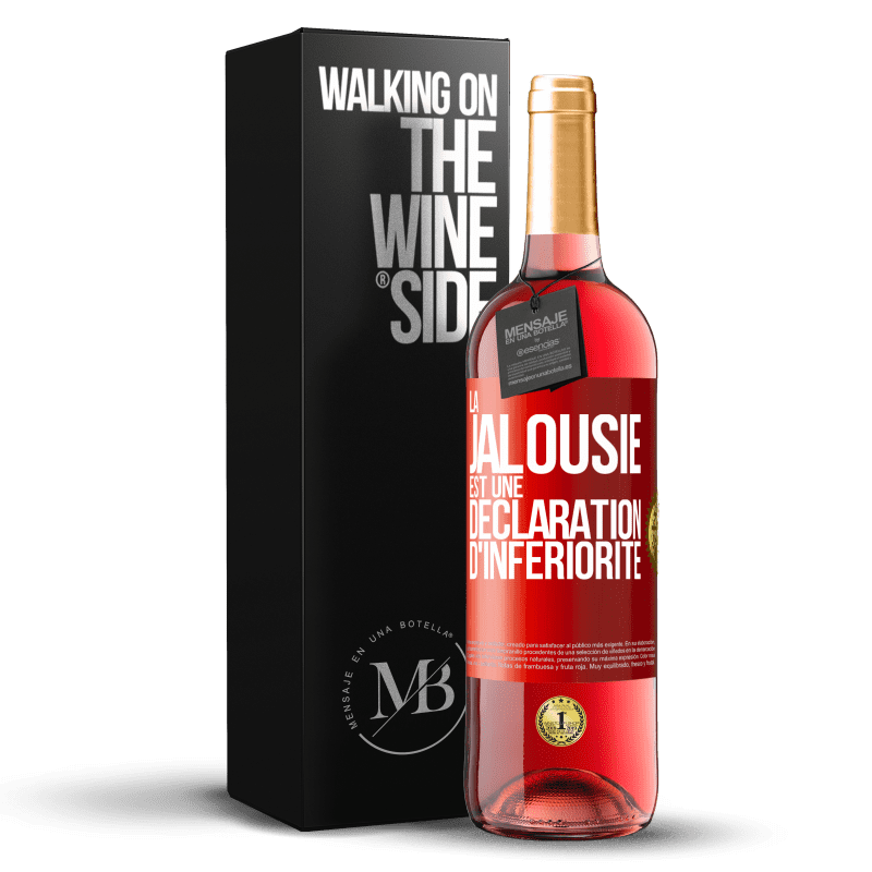 29,95 € Envoi gratuit | Vin rosé Édition ROSÉ La jalousie est une déclaration d'infériorité Étiquette Rouge. Étiquette personnalisable Vin jeune Récolte 2023 Tempranillo