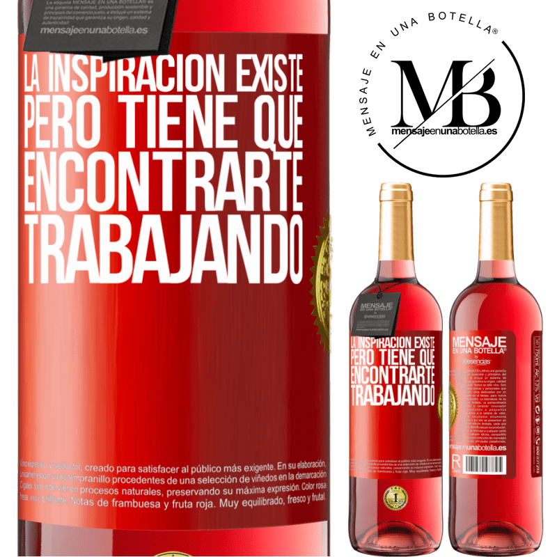 29,95 € Envío gratis | Vino Rosado Edición ROSÉ La inspiración existe, pero tiene que encontrarte trabajando Etiqueta Roja. Etiqueta personalizable Vino joven Cosecha 2024 Tempranillo