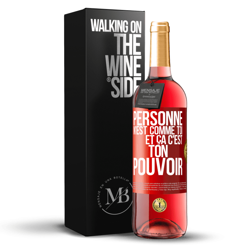 29,95 € Envoi gratuit | Vin rosé Édition ROSÉ Personne n'est comme toi et ça c'est ton pouvoir Étiquette Rouge. Étiquette personnalisable Vin jeune Récolte 2024 Tempranillo