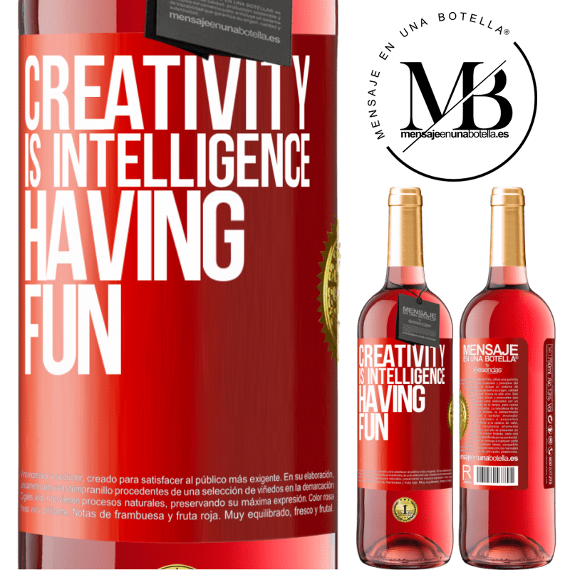 24,95 € Free Shipping | Rosé Wine ROSÉ Edition Creativity is intelligence having fun Red Label. Customizable label Young wine Harvest 2021 Tempranillo