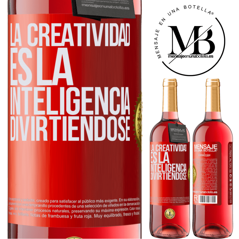 29,95 € Envío gratis | Vino Rosado Edición ROSÉ La creatividad es la inteligencia divirtiéndose Etiqueta Roja. Etiqueta personalizable Vino joven Cosecha 2025 Tempranillo
