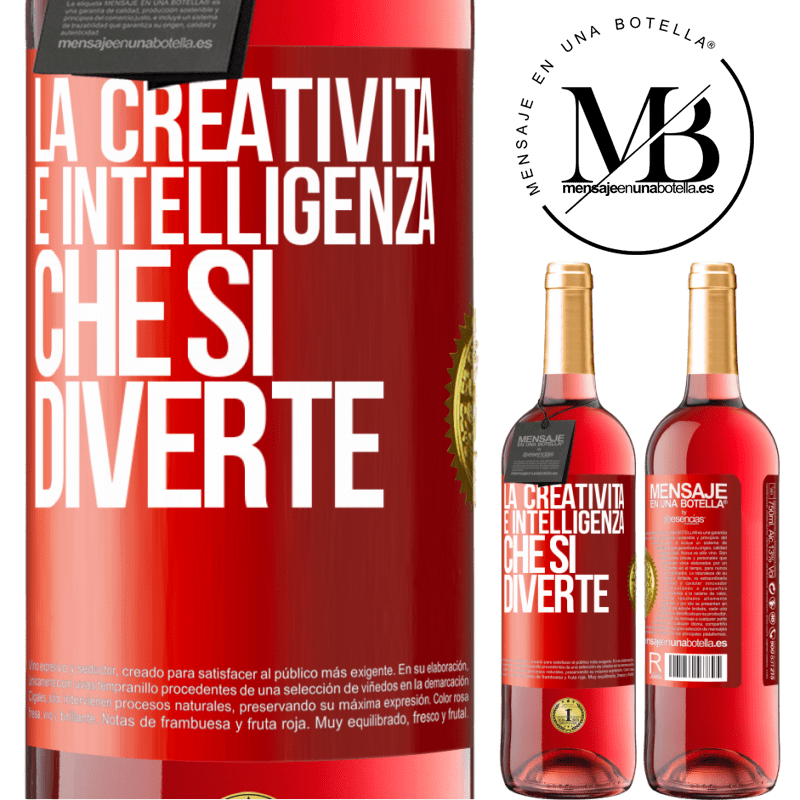 29,95 € Spedizione Gratuita | Vino rosato Edizione ROSÉ La creatività è intelligenza che si diverte Etichetta Rossa. Etichetta personalizzabile Vino giovane Raccogliere 2023 Tempranillo