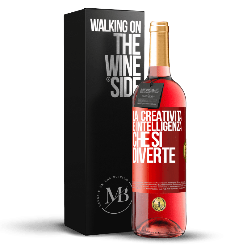 29,95 € Spedizione Gratuita | Vino rosato Edizione ROSÉ La creatività è intelligenza che si diverte Etichetta Rossa. Etichetta personalizzabile Vino giovane Raccogliere 2024 Tempranillo