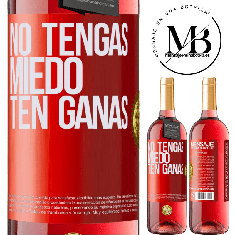 29,95 € Envío gratis | Vino Rosado Edición ROSÉ No tengas miedo, ten ganas Etiqueta Roja. Etiqueta personalizable Vino joven Cosecha 2023 Tempranillo