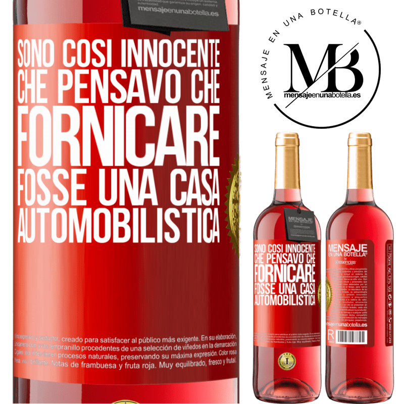 29,95 € Spedizione Gratuita | Vino rosato Edizione ROSÉ Sono così innocente che pensavo che fornicare fosse una casa automobilistica Etichetta Rossa. Etichetta personalizzabile Vino giovane Raccogliere 2024 Tempranillo