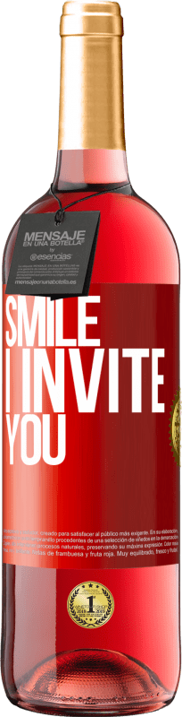 29,95 € 免费送货 | 桃红葡萄酒 ROSÉ版 微笑，我邀请 红色标签. 可自定义的标签 青年酒 收成 2023 Tempranillo
