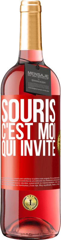 29,95 € Envoi gratuit | Vin rosé Édition ROSÉ Souris, c'est moi qui invite Étiquette Rouge. Étiquette personnalisable Vin jeune Récolte 2023 Tempranillo