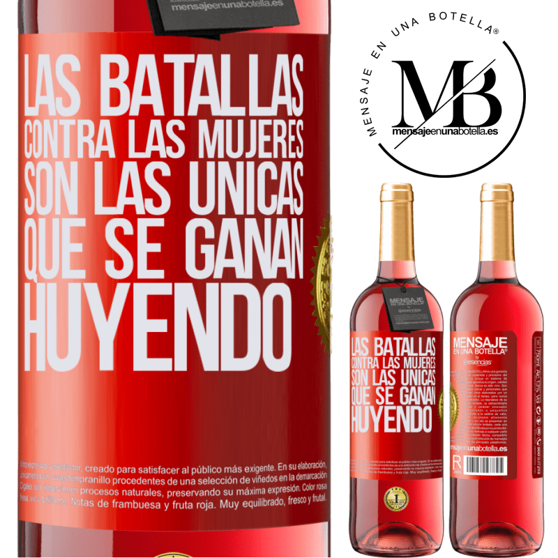 29,95 € Бесплатная доставка | Розовое вино Издание ROSÉ Битвы против женщин - единственные, которые выигрывают, спасаясь бегством Красная метка. Настраиваемая этикетка Молодое вино Урожай 2022 Tempranillo