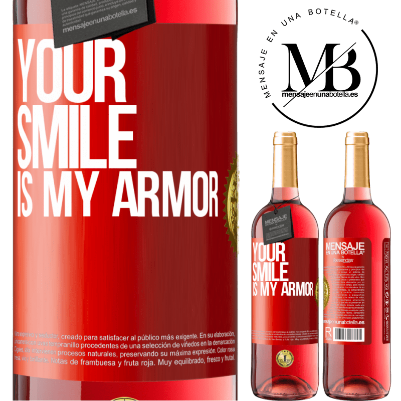 29,95 € Free Shipping | Rosé Wine ROSÉ Edition Your smile is my armor Red Label. Customizable label Young wine Harvest 2024 Tempranillo