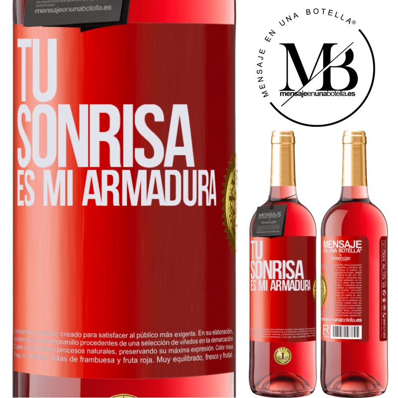 29,95 € Envío gratis | Vino Rosado Edición ROSÉ Tu sonrisa es mi armadura Etiqueta Roja. Etiqueta personalizable Vino joven Cosecha 2024 Tempranillo