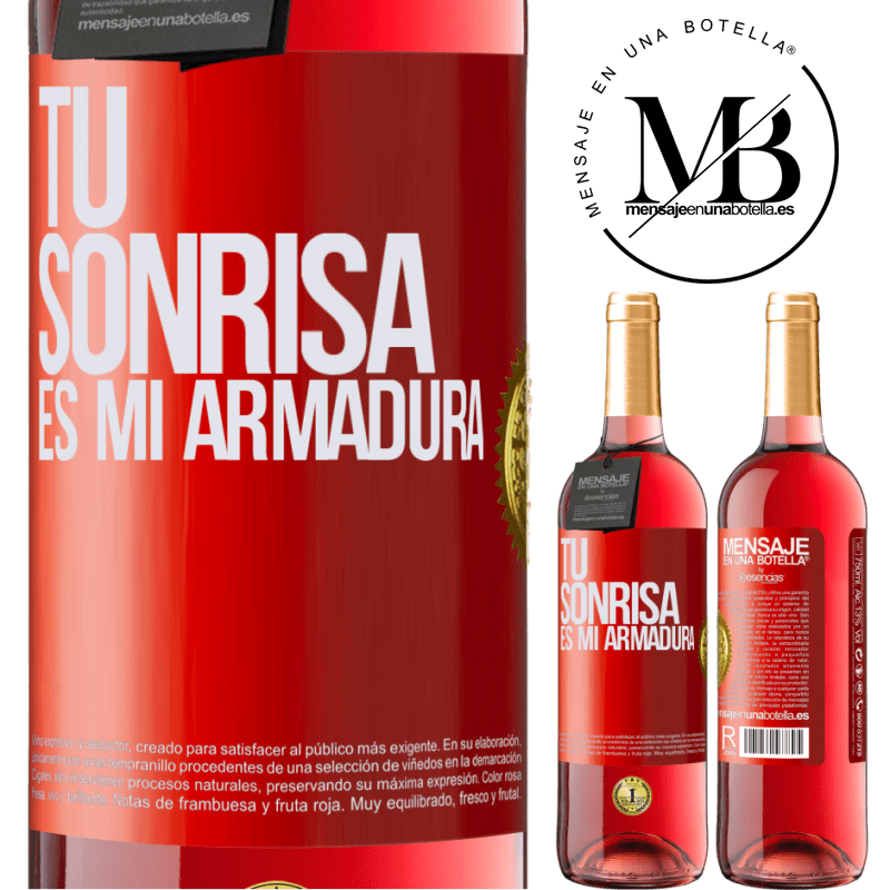 29,95 € Envío gratis | Vino Rosado Edición ROSÉ Tu sonrisa es mi armadura Etiqueta Roja. Etiqueta personalizable Vino joven Cosecha 2025 Tempranillo