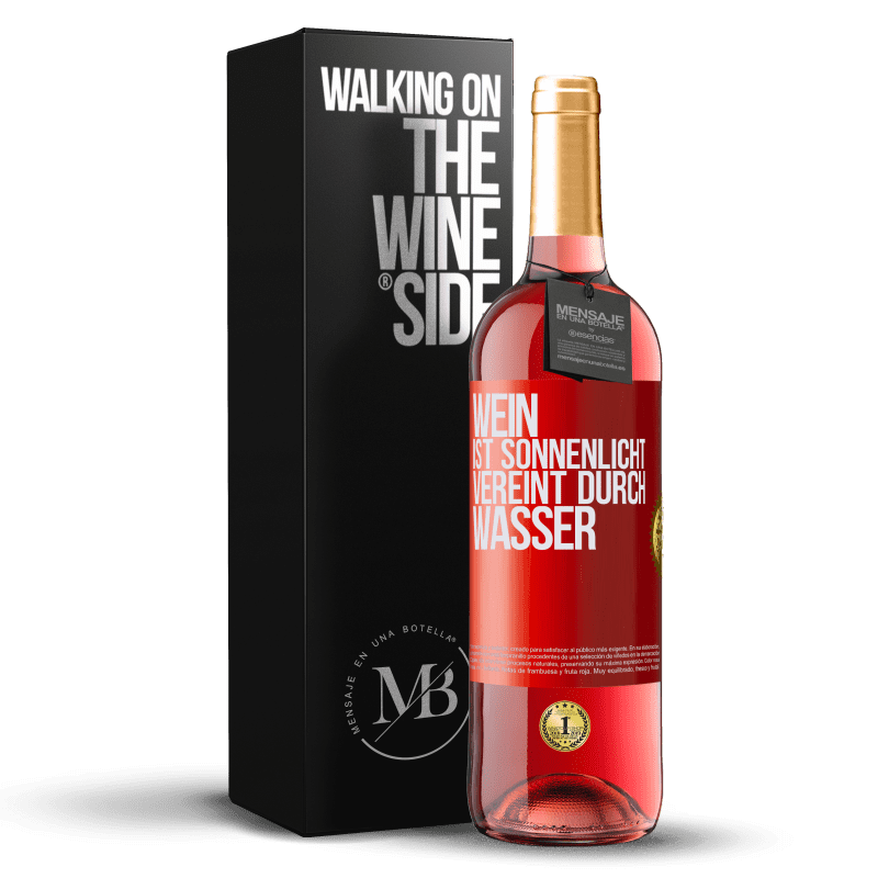 29,95 € Kostenloser Versand | Roséwein ROSÉ Ausgabe Wein ist Sonnenlicht, vereint durch Wasser Rote Markierung. Anpassbares Etikett Junger Wein Ernte 2024 Tempranillo