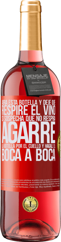 29,95 € | Vino Rosado Edición ROSÉ Abra esta botella y deje que respire el vino. Si sospecha que no respira, agarre la botella por el cuello y hágale el boca a Etiqueta Roja. Etiqueta personalizable Vino joven Cosecha 2023 Tempranillo